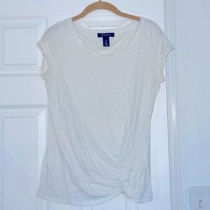 White House Black Market Shimmery front knot tshirt with sequin collar size XS
